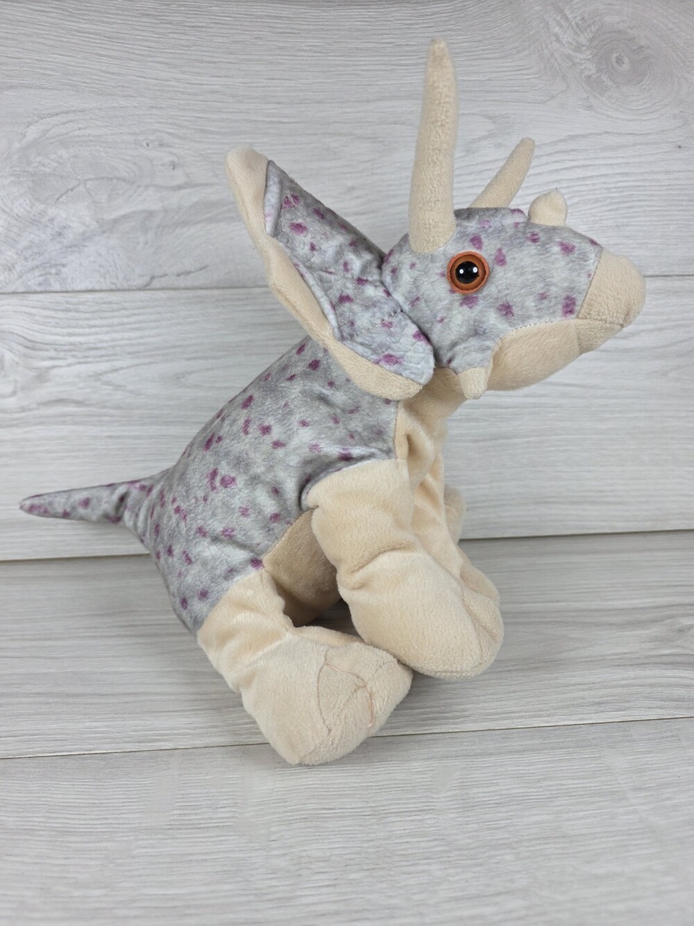 Wild Republic Triceratops Dinosaur Plush Gray and Purple Stuffed Animal SU36
